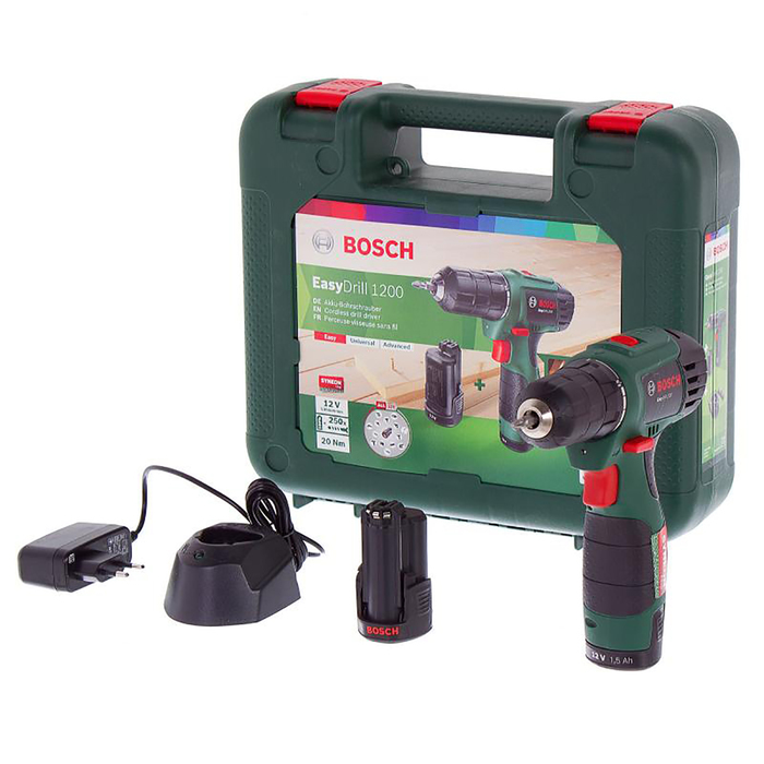Аккумуляторная дрель-шуруповерт Bosch EasyDrill 1200 (06039A210B), 12В, 2х1.5Ач, БЗП 10мм