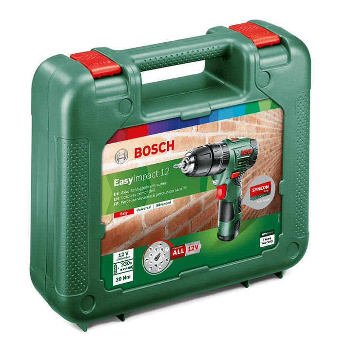 Аккумуляторная дрель-шуруповерт Bosch EasyImpact 12 (060398390E), 12В, 2х2.5 Ач, БЗП 10мм