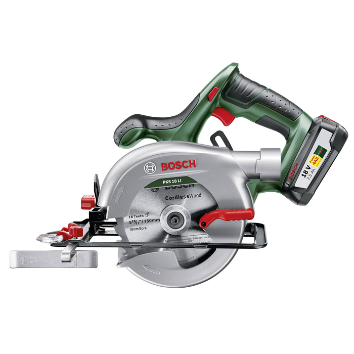 Аккумуляторная циркулярная пила Bosch PKS 18 LI (0.603.3B1.302), 18В, диск 150х16мм, 2.5Ач