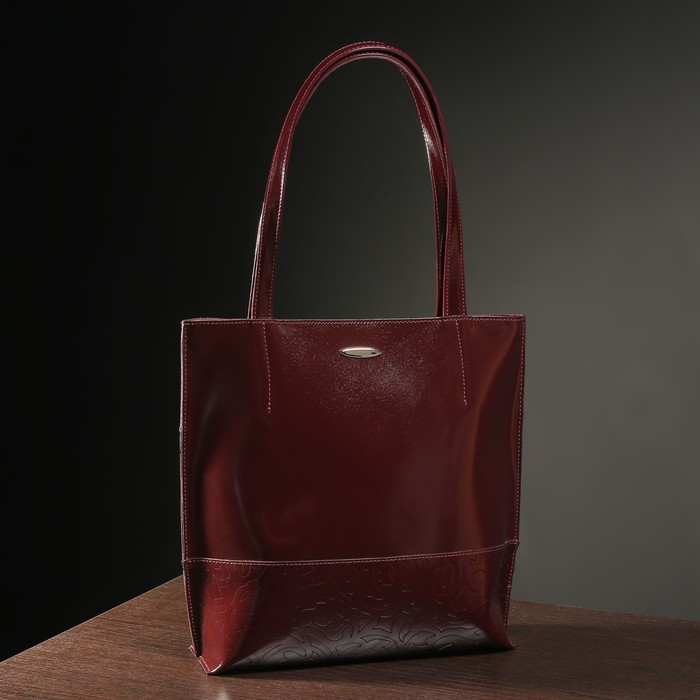 Сумка женская на молнии, 1 отдел, наружный карман, цвет бордовый гладкий шик/пионы шик