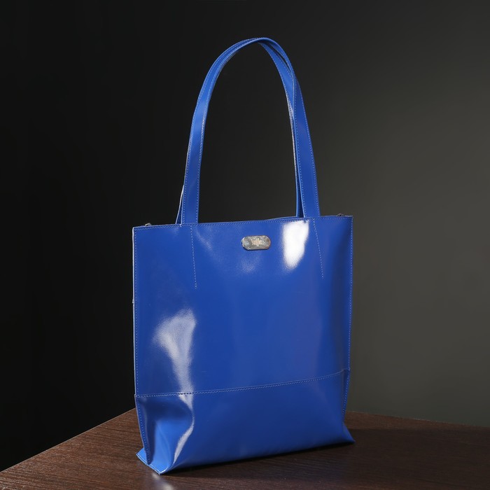 Сумка женская на молнии, 1 отдел, наружный карман, цвет васильковый гладкий шик