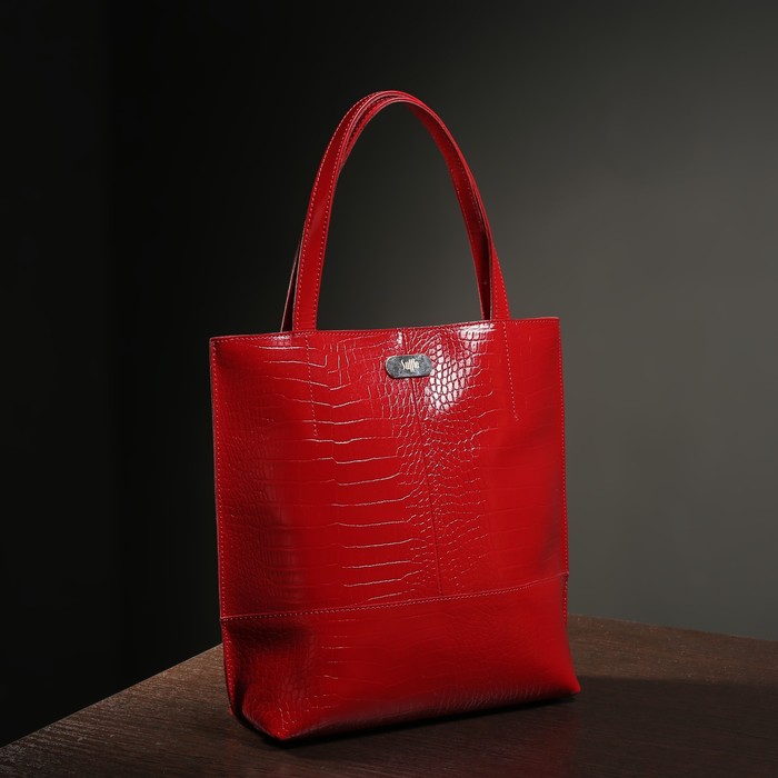 Сумка женская на молнии, 1 отдел, наружный карман, цвет красный кайман-шик