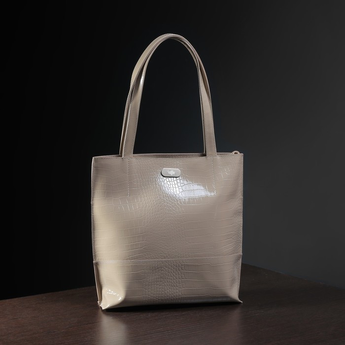 Сумка женская на молнии, 1 отдел, наружный карман, цвет светлый капучино/кайман-шик