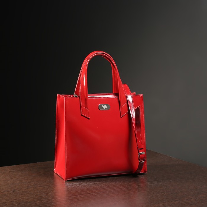 Сумка женская на молнии, 2 отдела с перегородкой, наружный карман, цвет красный