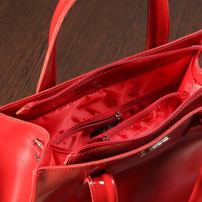 Сумка женская на молнии, 2 отдела с перегородкой, наружный карман, цвет красный