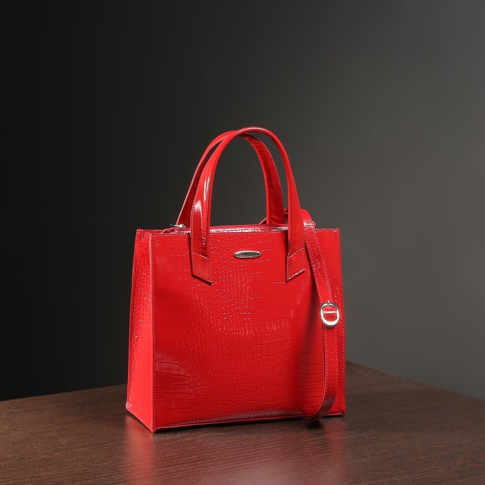 Сумка женская на молнии, 2 отдела с перегородкой, наружный карман, цвет красный