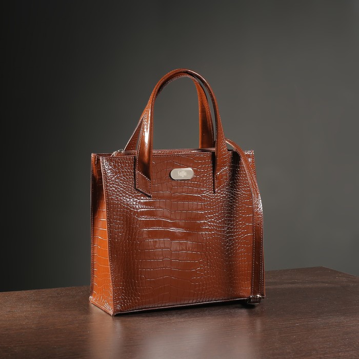 Сумка женская на молнии, 2 отдела с перегородкой, наружный карман, цвет светло-коричневый