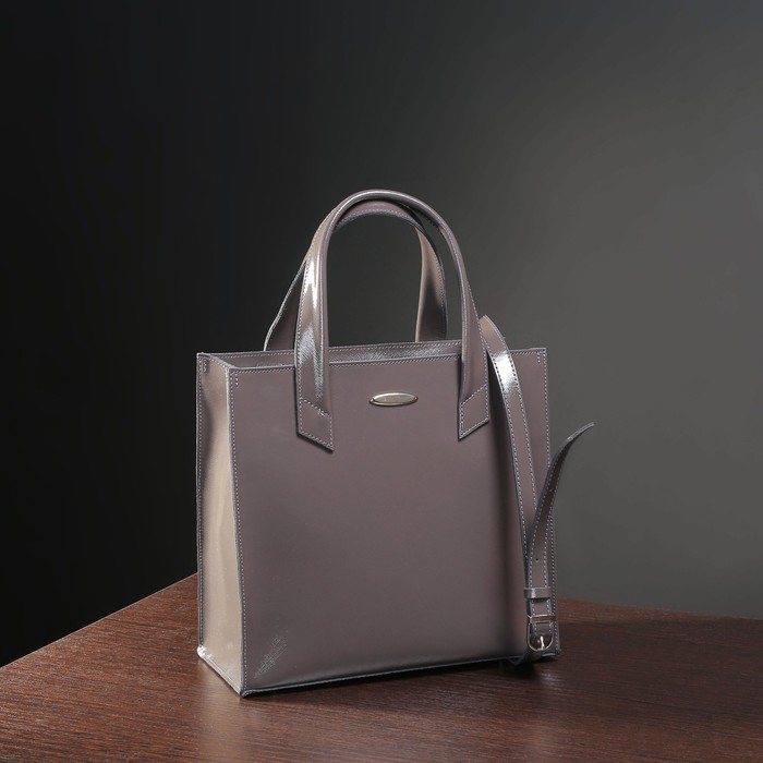 Сумка женская на молнии, 2 отдела с перегородкой, наружный карман, цвет тёмно-серый