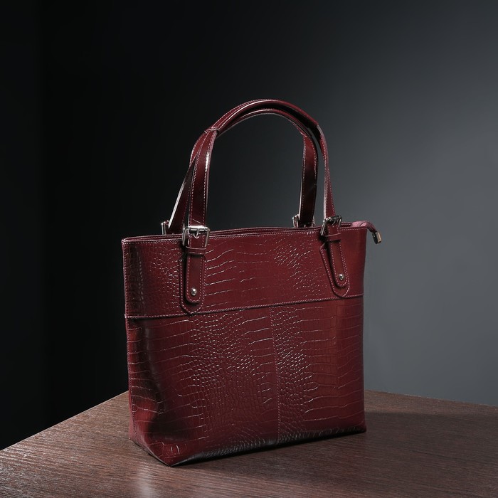 Сумка женская, отдел на молнии, наружный карман, кайман/шик, цвет бордовый