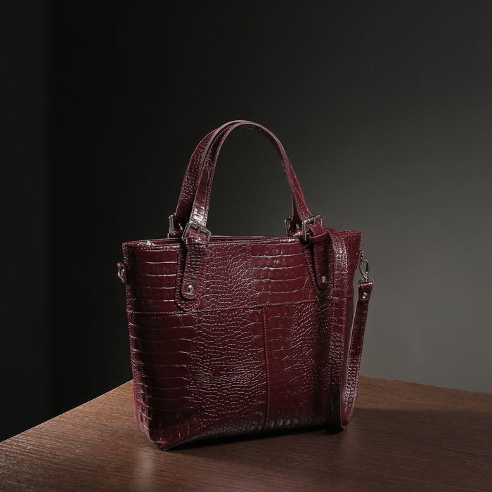 Сумка женская, отдел с перегородкой на молнии, наружный карман, кайман/шик, цвет бордовый