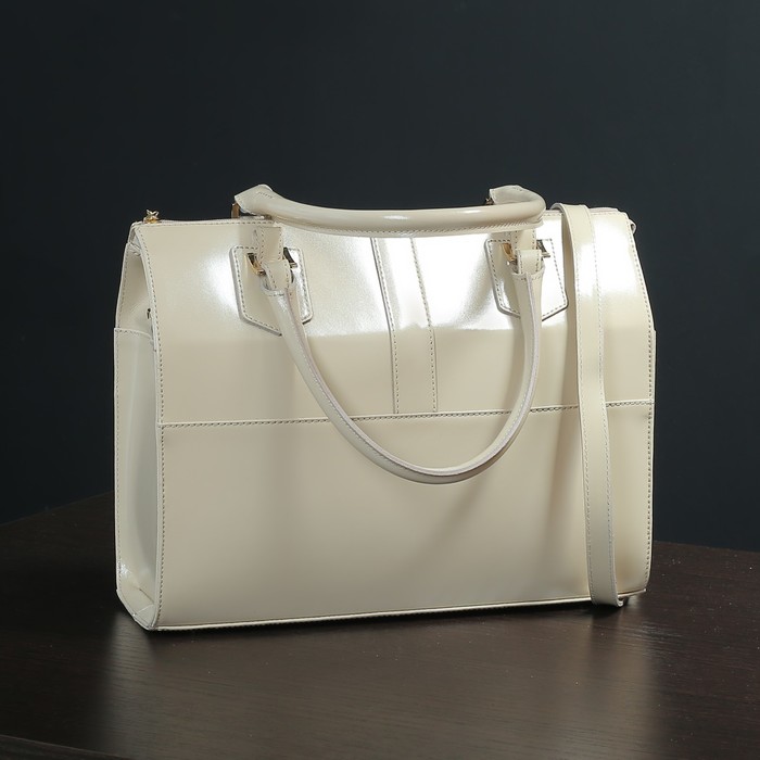 Сумка, отдел с перегородкой на молнии, наружный карман, шик, цвет бежевый