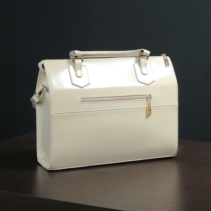 Сумка, отдел с перегородкой на молнии, наружный карман, шик, цвет бежевый