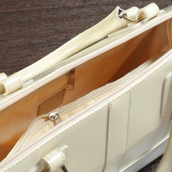 Сумка, отдел с перегородкой на молнии, наружный карман, шик, цвет бежевый