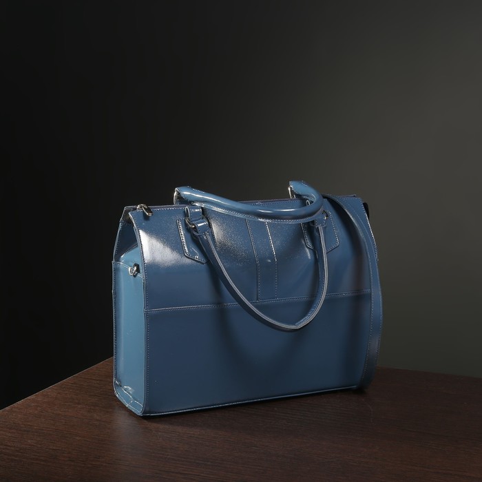 Сумка, отдел с перегородкой на молнии, наружный карман, шик, цвет синий джинс