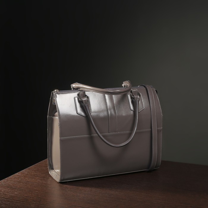 Сумка, отдел с перегородкой на молнии, наружный карман, шик, цвет тёмно-серый