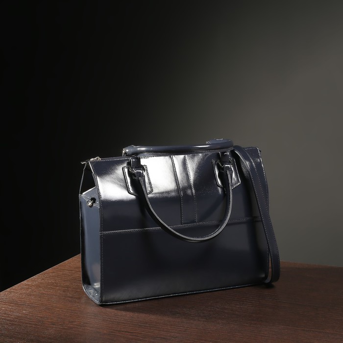 Сумка, отдел с перегородкой на молнии, наружный карман, шик, цвет тёмно-синий