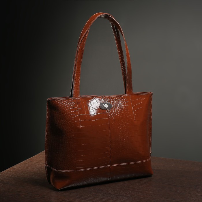 Сумка женская на молнии, 1 отдел, наружный карман, цвет светло-коричневый