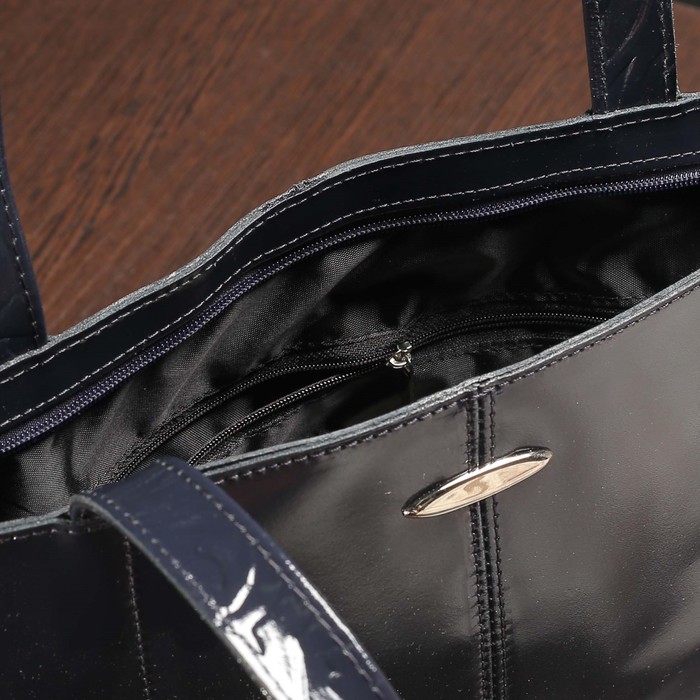 Сумка женская на молнии, 1 отдел, наружный карман, цвет тёмно-синий гладкий шик/пионы шик