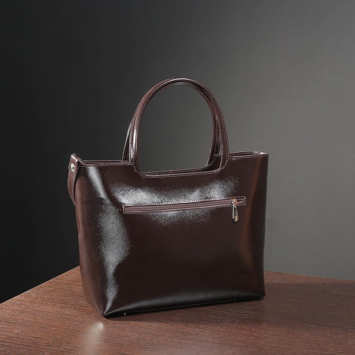 Сумка женская на молнии, 2 отдела с перегородкой, наружный карман, цвет коричневый