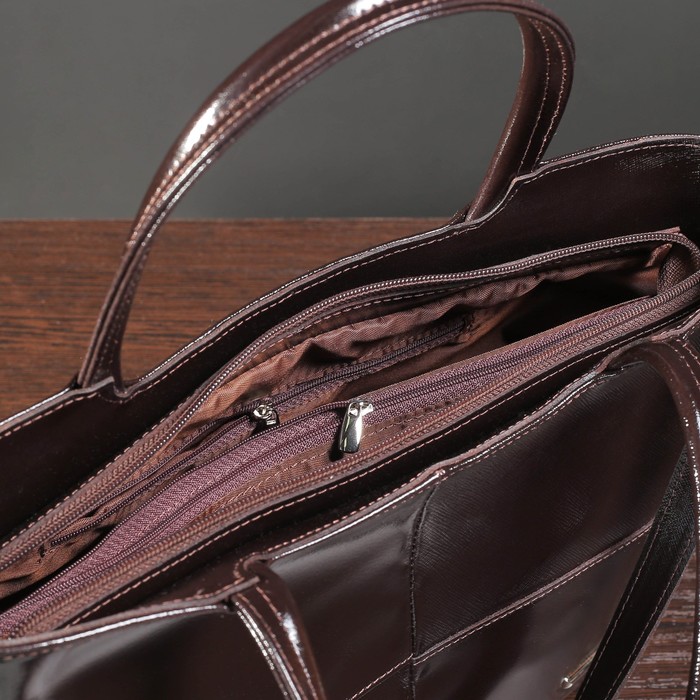 Сумка женская на молнии, 2 отдела с перегородкой, наружный карман, цвет коричневый