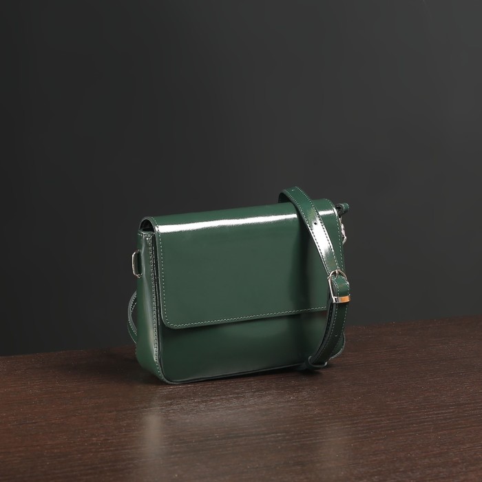 Сумка женская на молнии, 1 отдел, наружный карман, длинный ремень, цвет изумрудный