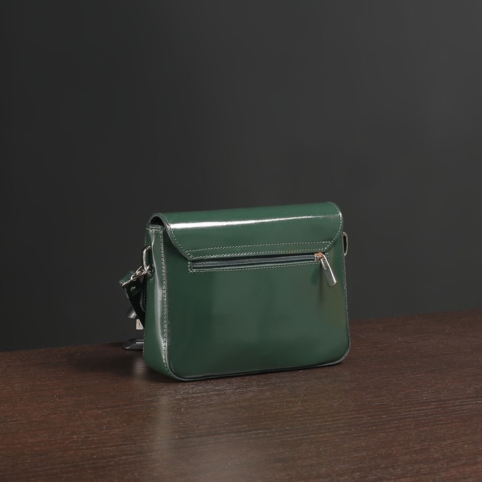 Сумка женская на молнии, 1 отдел, наружный карман, длинный ремень, цвет изумрудный