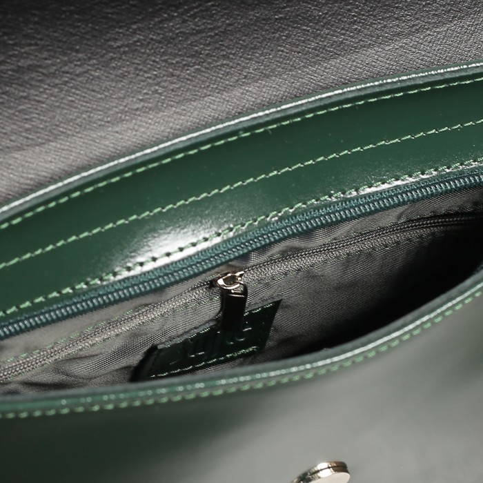 Сумка женская на молнии, 1 отдел, наружный карман, длинный ремень, цвет изумрудный