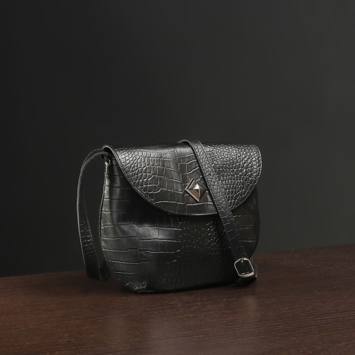 Сумка женская на молнии, 1 отдел, наружный карман, длинный ремень, цвет чёрный