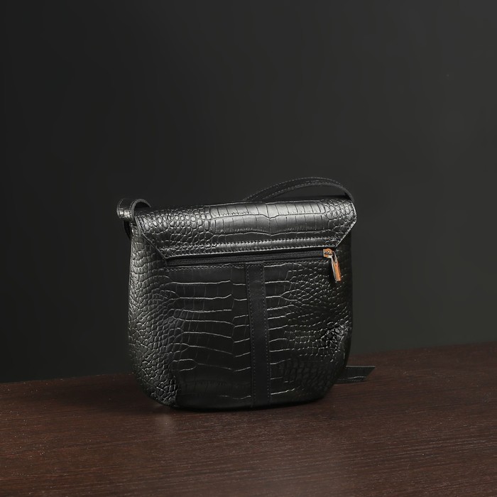 Сумка женская на молнии, 1 отдел, наружный карман, длинный ремень, цвет чёрный