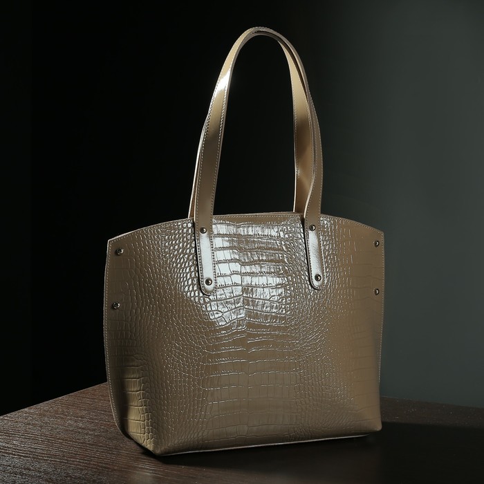 Сумка женская на молнии, 1 отдел, наружный карман, цвет капучино