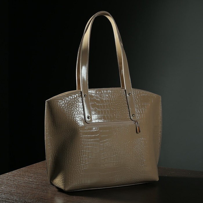 Сумка женская на молнии, 1 отдел, наружный карман, цвет капучино