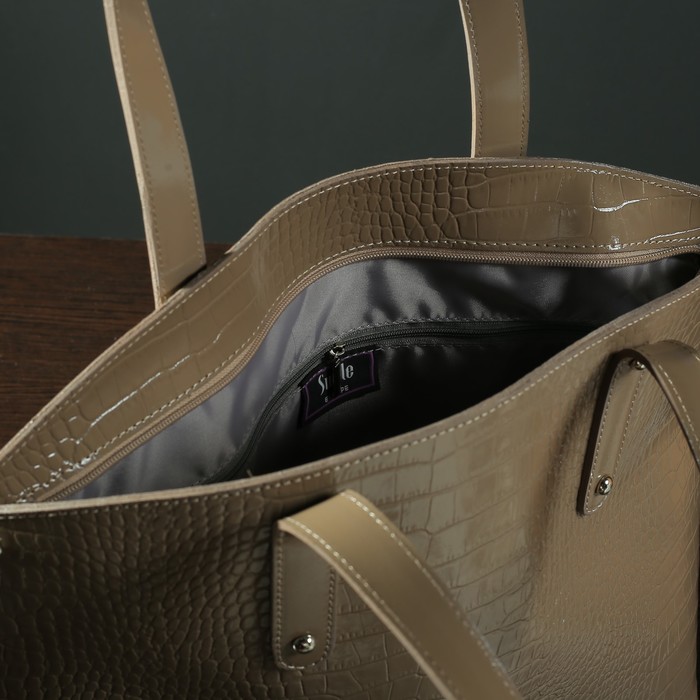 Сумка женская на молнии, 1 отдел, наружный карман, цвет капучино