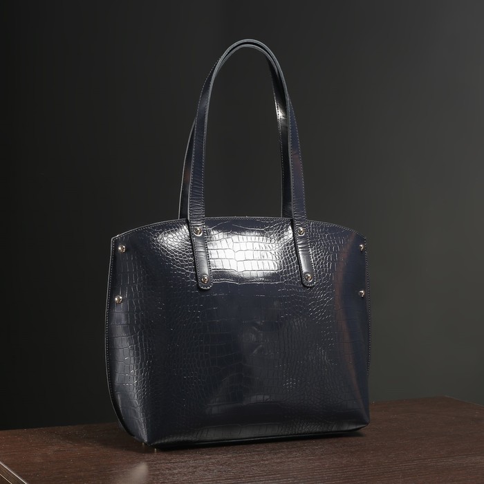 Сумка женская на молнии, 1 отдел, наружный карман, цвет тёмно-синий