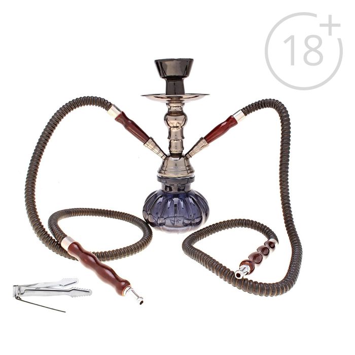 Кальян "Блаженство", 25 см, 2 трубки, колба-шар чёрная, шахта металл, стекло