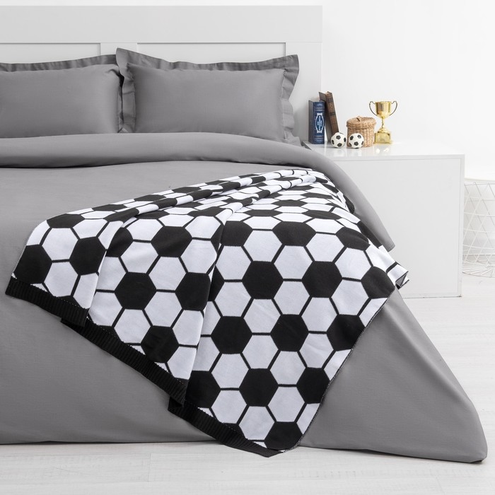 Вязаный плед "Этель" Соты, размер 110х140 см, цвет чёрный