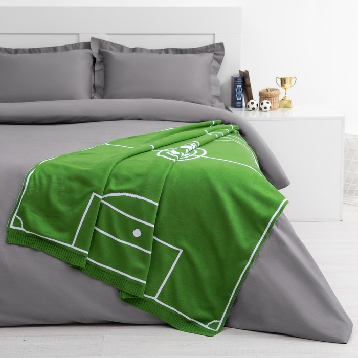 Вязаный плед "Этель" Поле, размер 110х140 см, цвет зелёный