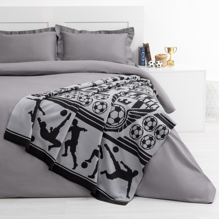 Вязаный плед "Этель" Football, размер 110х140 см, цвет серый