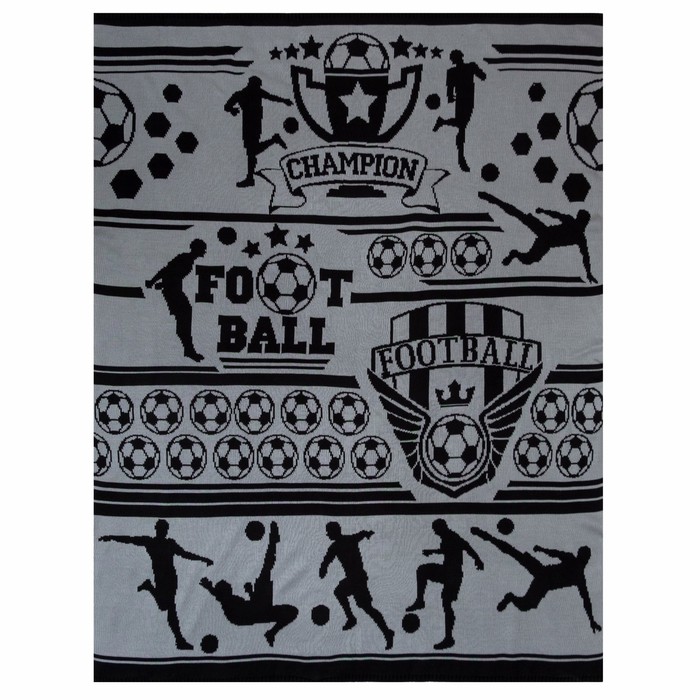 Вязаный плед "Этель" Football, размер 110х140 см, цвет серый