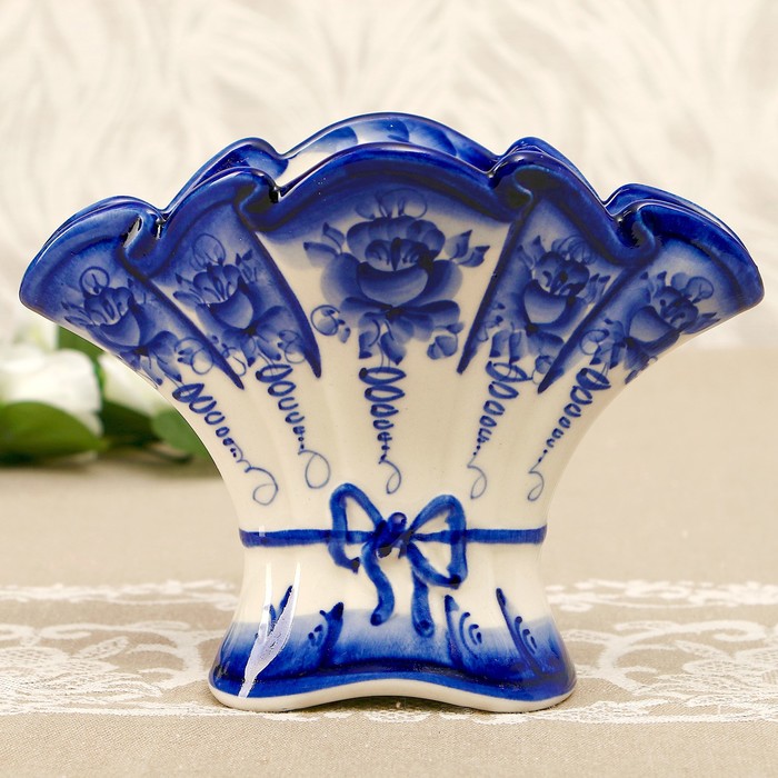 Салфетница «Бант», 12х16 см, гжель