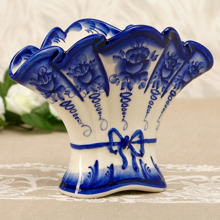 Салфетница «Бант», 12х16 см, гжель