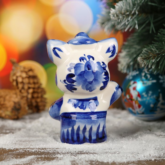 Сувенир «Поросёнок артист», 10 см, гжель