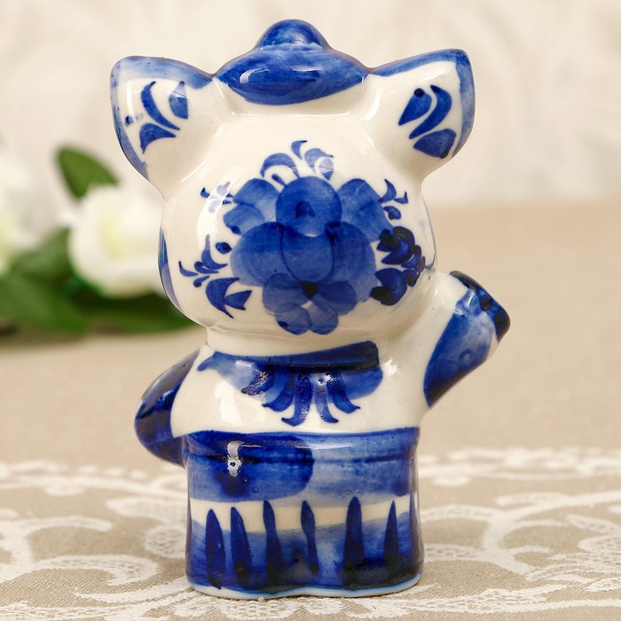 Сувенир «Поросёнок артист», 10 см, гжель