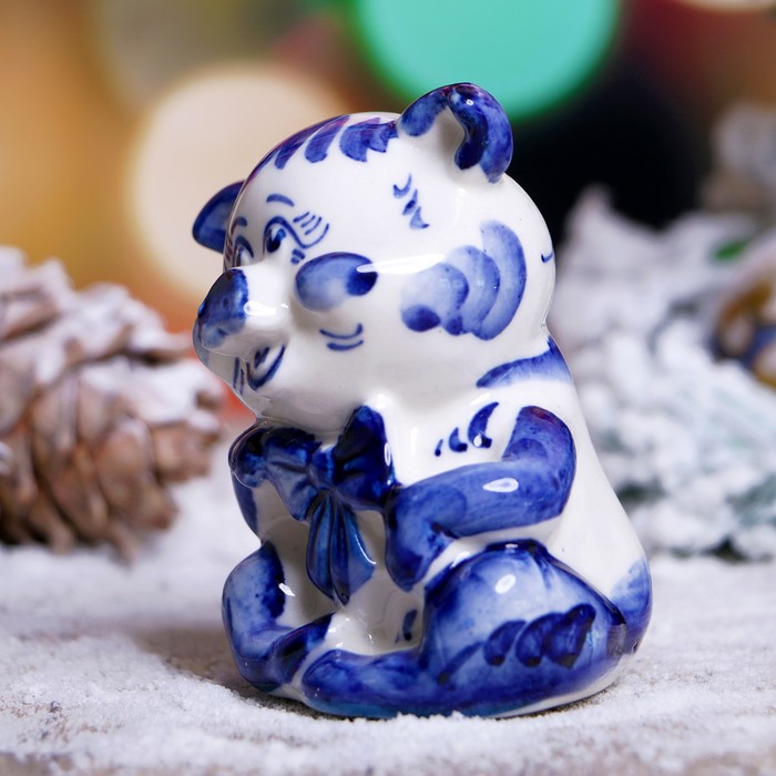 Сувенир «Свинка Груня», 7,5 см, гжель