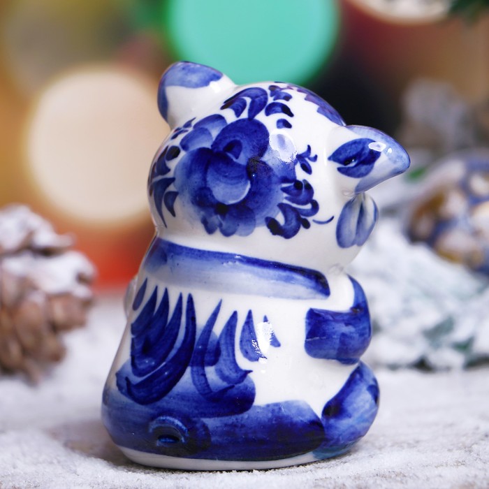 Сувенир «Свинка Груня», 7,5 см, гжель