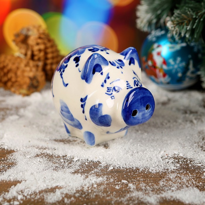 Сувенир «Свинка Даша», 6,5 см, гжель