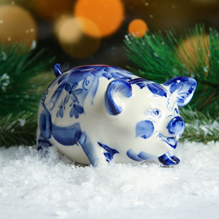 Сувенир «Свинка Клава», 7 см, гжель