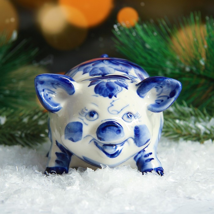 Сувенир «Свинка Клава», 7 см, гжель