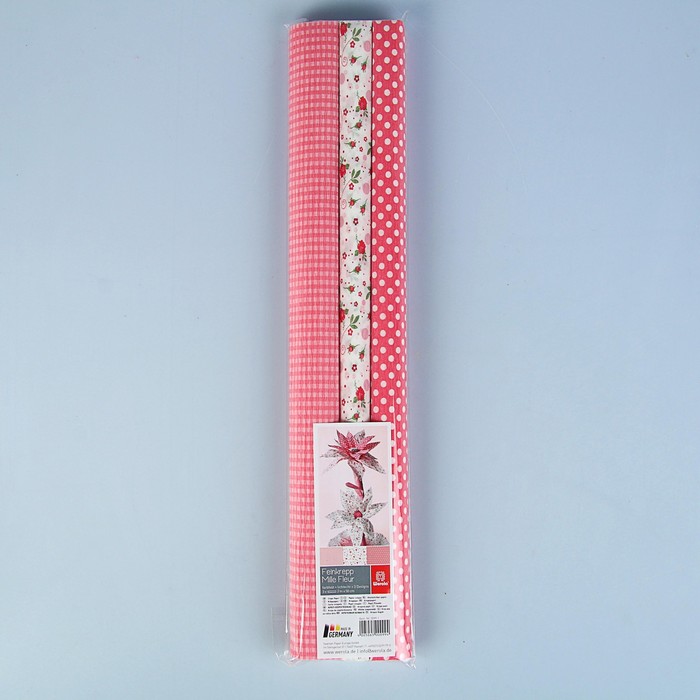 Бумага крепированная «Тысяча оттенков розового», 3 цвета микс, 32 г/м², 50 x 200 см, цена указана за 1 лист