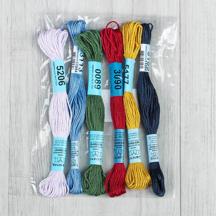 Набор ниток мулине, 6шт, 8±1м, №4