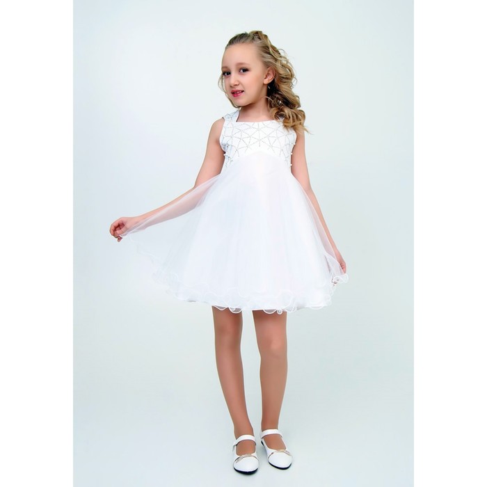 Платье нарядное для девочки, рост 146 см, цвет белый 2Н37-6